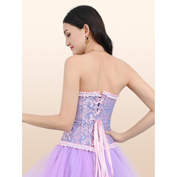 🆕Women Black Corset Top Pirate Corsets Shapewear Steampunk Corset Overbust - Picture 4 of 6